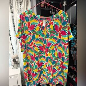 Colorful Leaf Print Women's Blouse